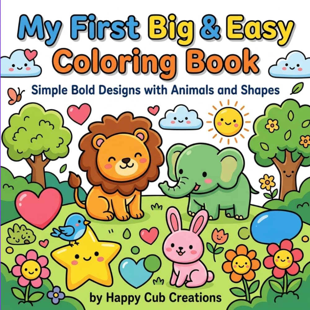 My First Big & Easy Coloring Book: Simple Bold Designs with Animals and Shapes