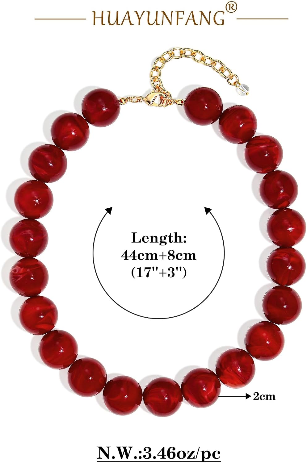 Women Vintage Resin Beaded Choker Necklace Statement Bead Collar