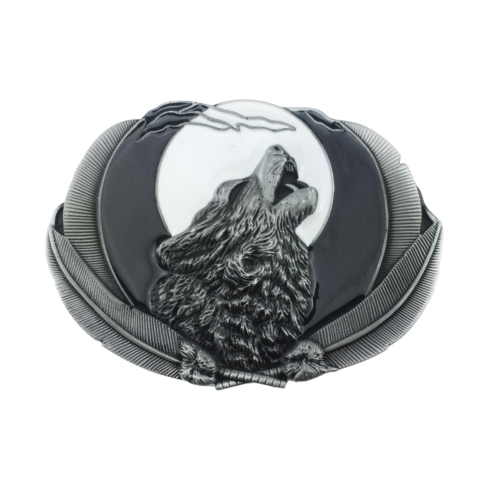 Hebilla De Cinturón Para Hombres Con Grabado De Cabeza De Lobo - Estilo Vintage Y Vaquero Occidental