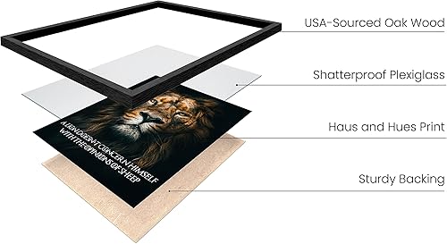 Miniatura 2 de HAUS AND HUES Cuadros de león para decoración de pared enmarcados, marcos de citas inspiradoras, pósteres de león geniales para pared para sala de