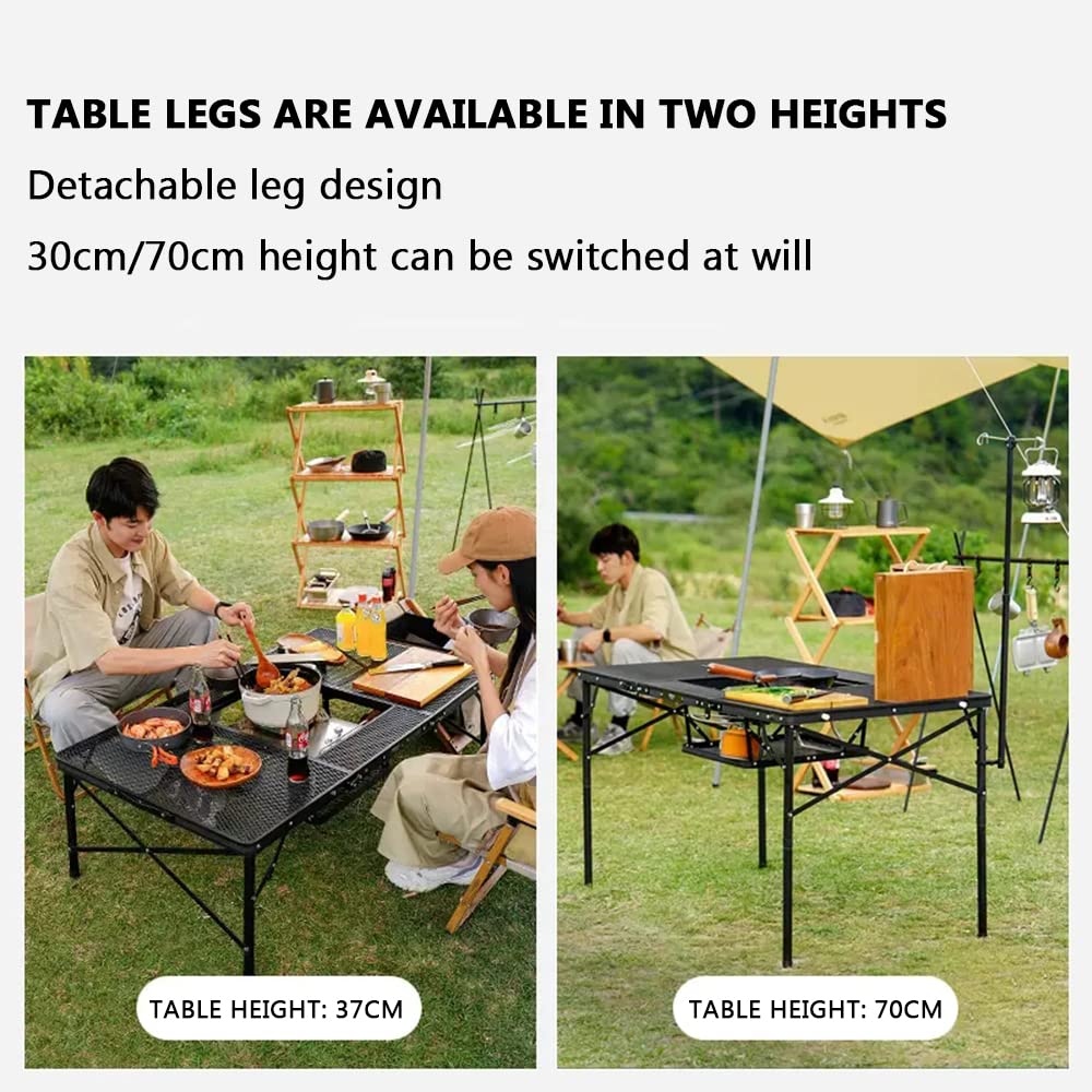 WolFum Klappbarer tragbarer Campingtisch, multifunktionales Picknicktisch-Set, Campingausrüstung, Gittertisch, Campingtisch