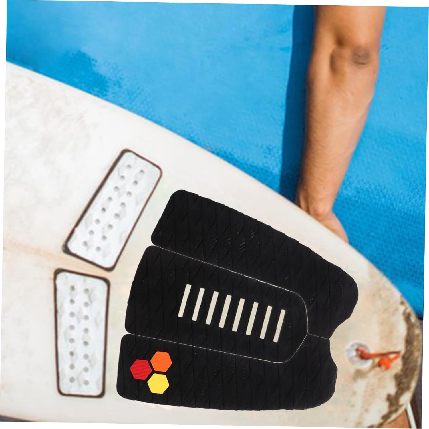 3-Piece Non-Slip EVA Surfboard Traction Pads with Adhesive Anti-Slip Deck Grip Mats for Paddleboarding and Surfing Accessories