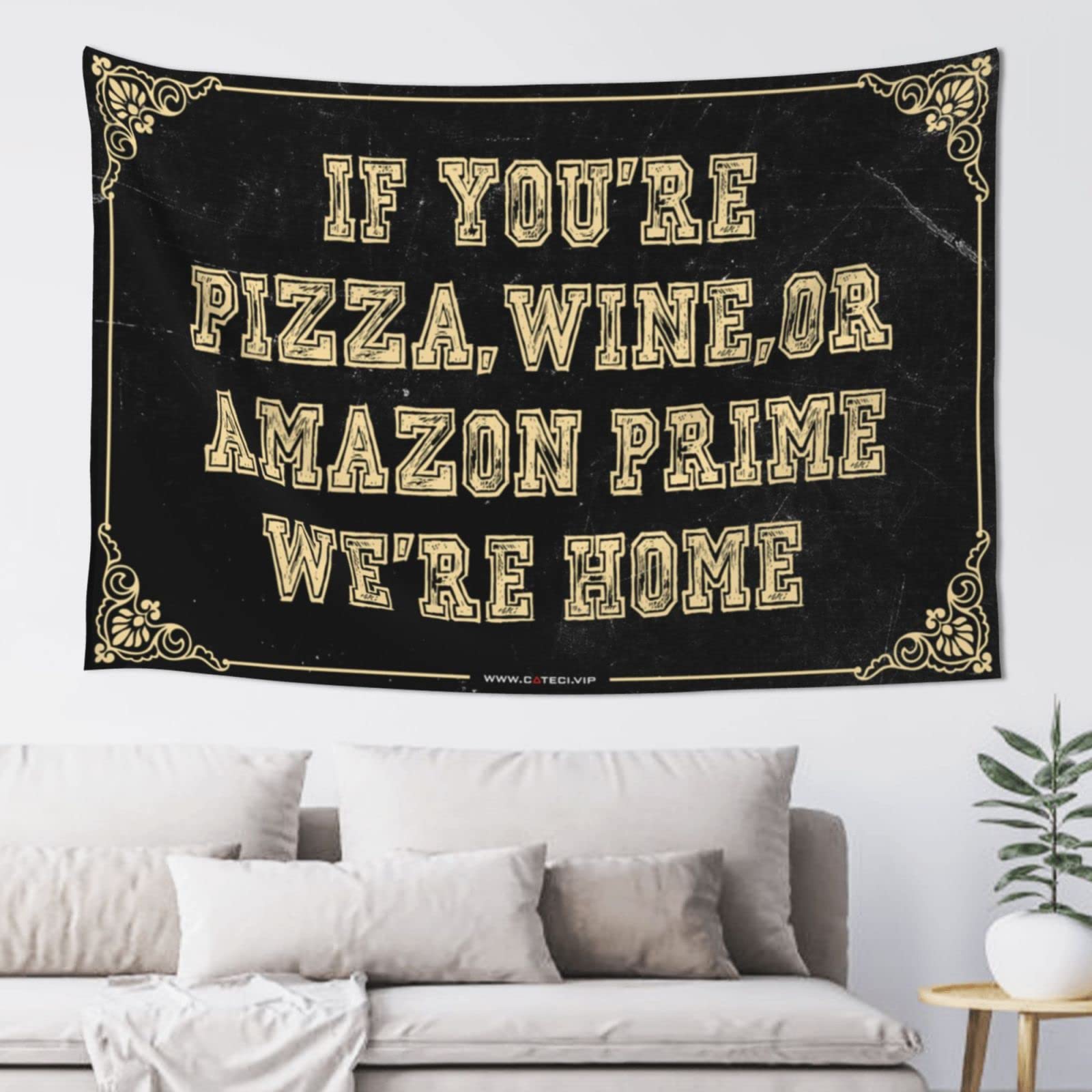 Dsocuiubos Large Tapestry If You're Pizza Wine We're Home Tapestry Home Decor for Men Decorations for Bedroom (Size : 100X150CM)