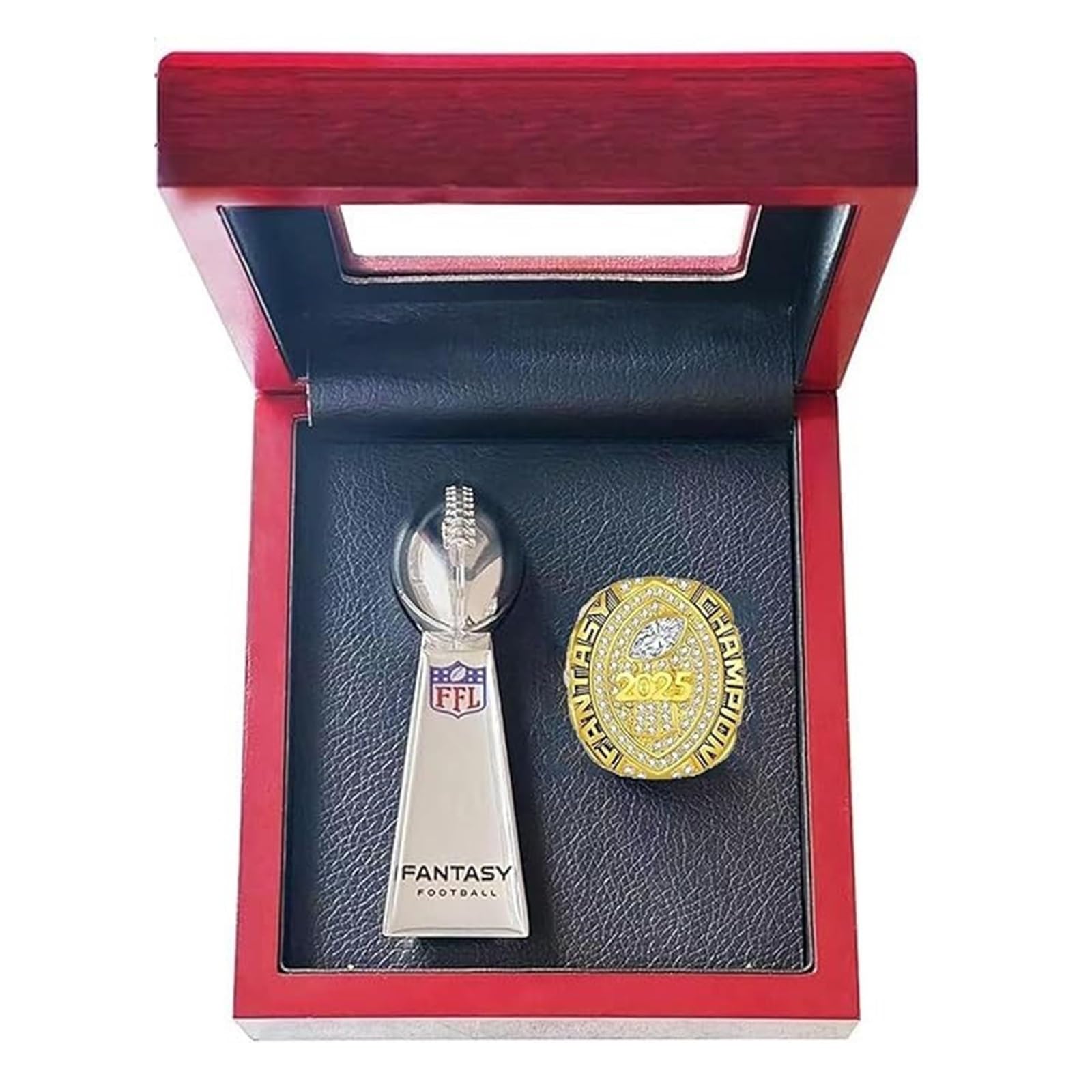 Fantasy Football Rings 2025 Championship Rings Collection FFL Championship Trophy Geschenkbox Ring Display Box
