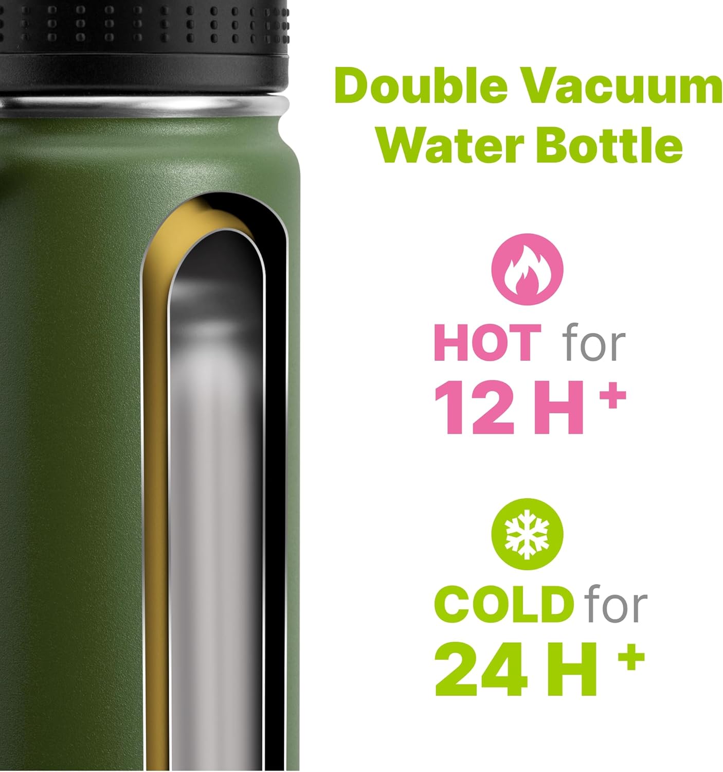 12 oz Water Bottle for Kids School-Reuasble Stainless Steel Vacuum Insulated Wide Mouth Water Bottle for Travle Sports (Grass Green) - Image 5
