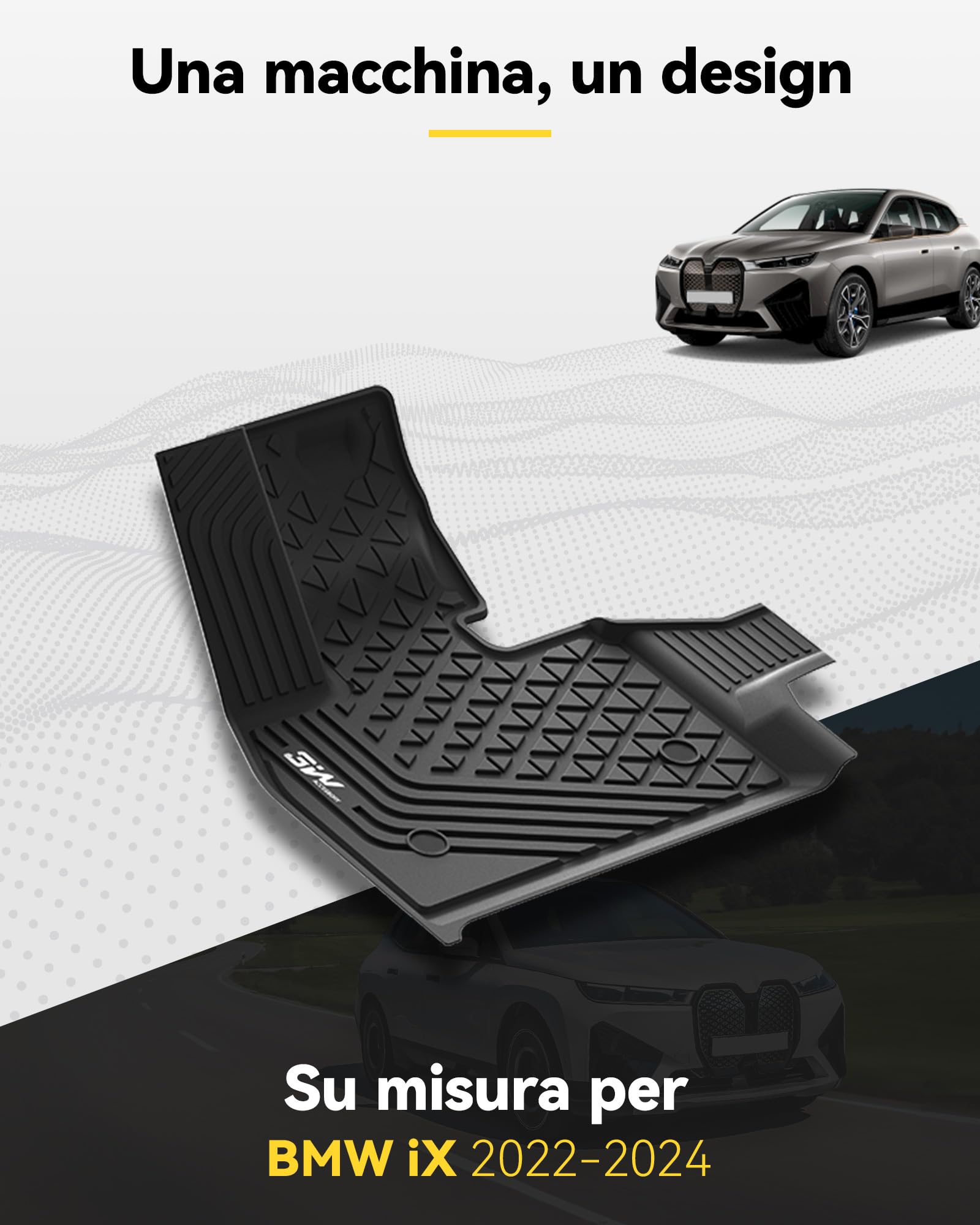 3W Compatibile con BMW IX I20 2022-2025 Set di Tappetini in TPE e Tappetini per Bagagliaio, Tappeti per Auto Resistente e Tappeto Bagagliaio Antiscivolo per BMW IX