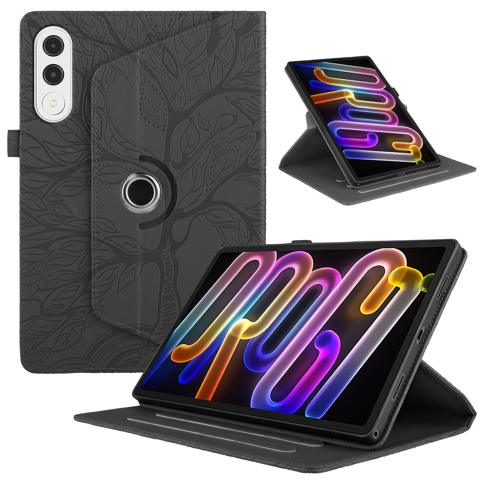 Funda para Samsung Galaxy Tab S9/ S8/ S7 11" (SM-X710/X700/T870) PU Cuero Tablets Protectora Cover 360°Carcasa Giratoria de ángulo Múltiple Stand Función Tablets Funda,Rojo Árboles — view 94