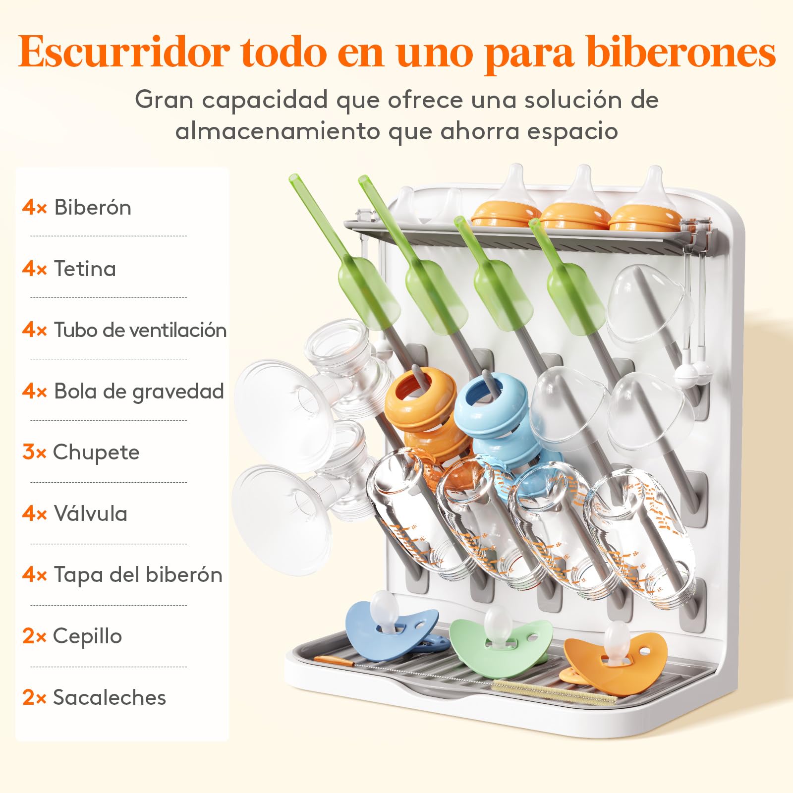 Lifewit Escurridor Grande para Biberones, Escurridor Vertical con 15 Ganchos y Caja ExtraíBle para Tetinas, Apto para Pajitas a PresióN y Accesorios para Sacaleches