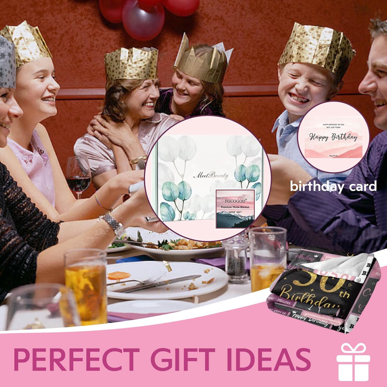 50 Birthday Gifts for Women, 50th Birthday Blanket with Gift Box for Women, Gifts for A 50th Birthday, Happy 50th Birthday Decorations Gift Ideas for Her, 50th Birthday Gifts Throw Blanket 60"x50" - Image 6