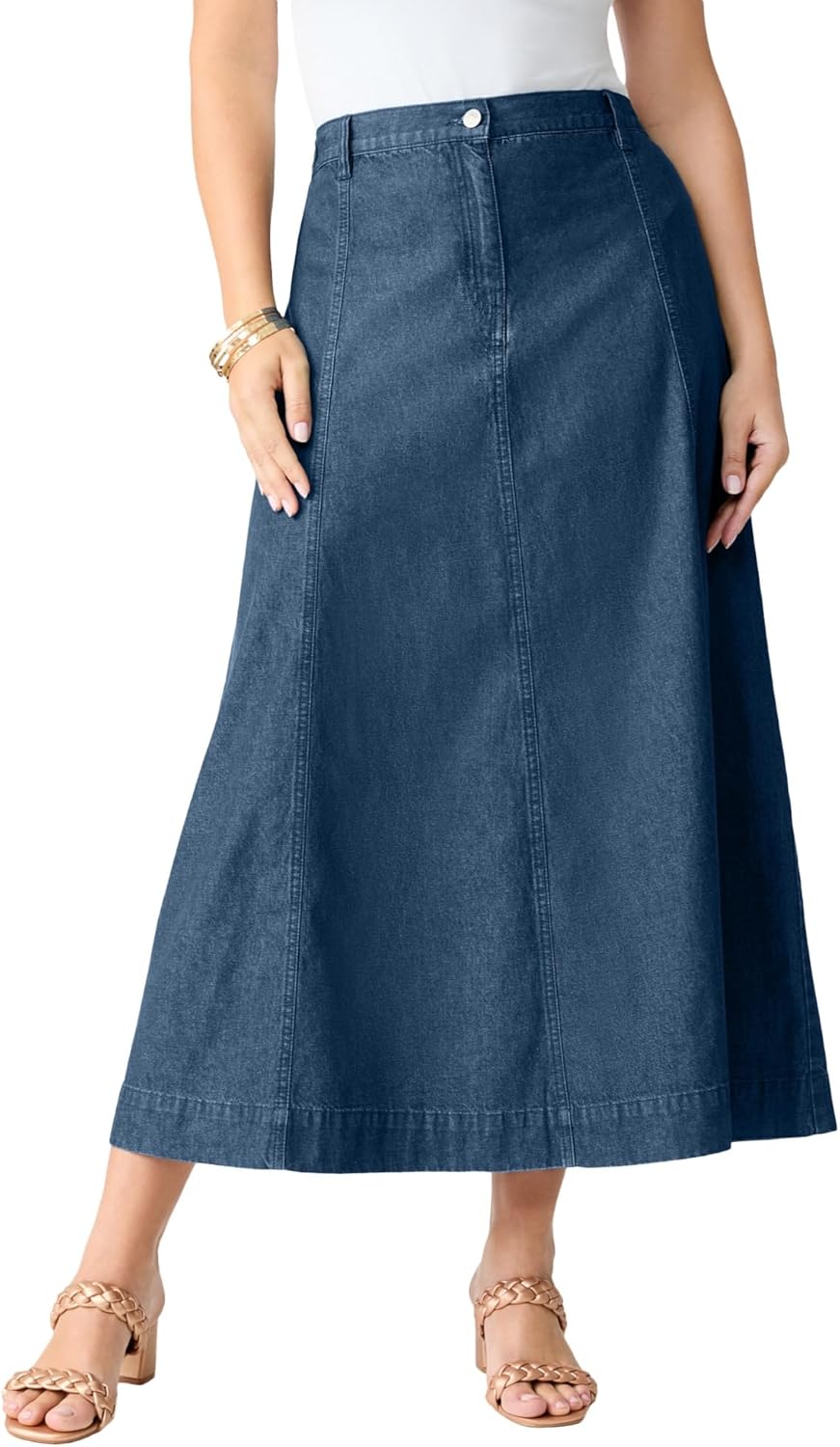 Roaman's Women's Plus Size Invisible Stretch Iconic A-Line Maxi Skirt