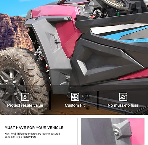 Miniatura 2 de KIWI MASTER Guardabarros de cobertura completa de 8.5 pulgadas para Polaris RZR XP/4 1000/Turbo 2014-2023, accesorios delanteros y traseros,