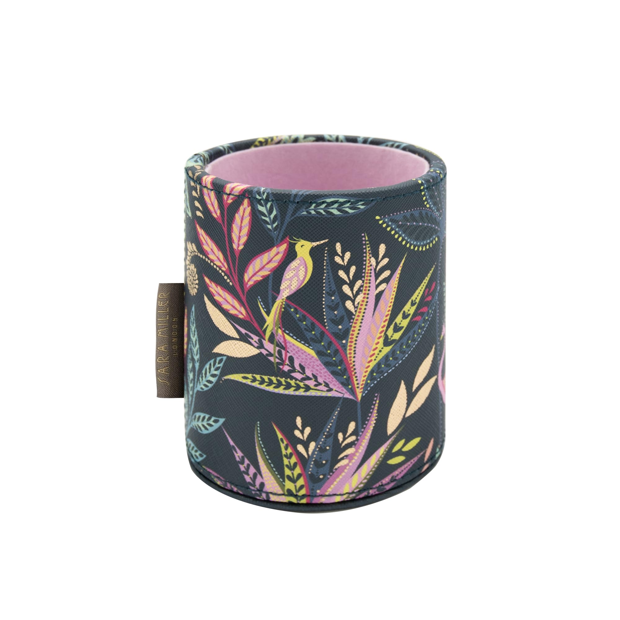 Portico Designs Ltd Sara Miller London Savannah Faux Leather Pen and Pencil Pot Holder for Desk with Gold Foil Detail 10.5x8.5x8.5cm