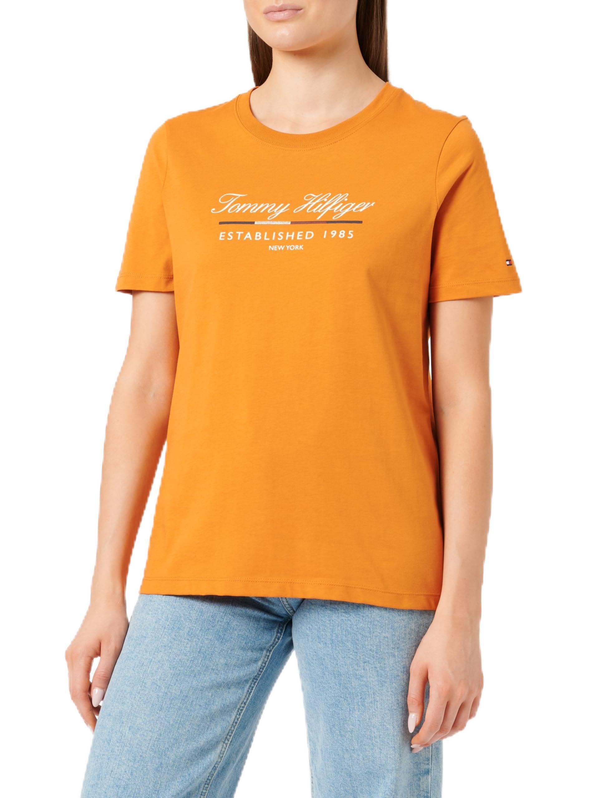 Tommy Hilfiger Women’s Short Sleeve Graphic Cotton T-Shirt, Orange (Autumn Orange), M