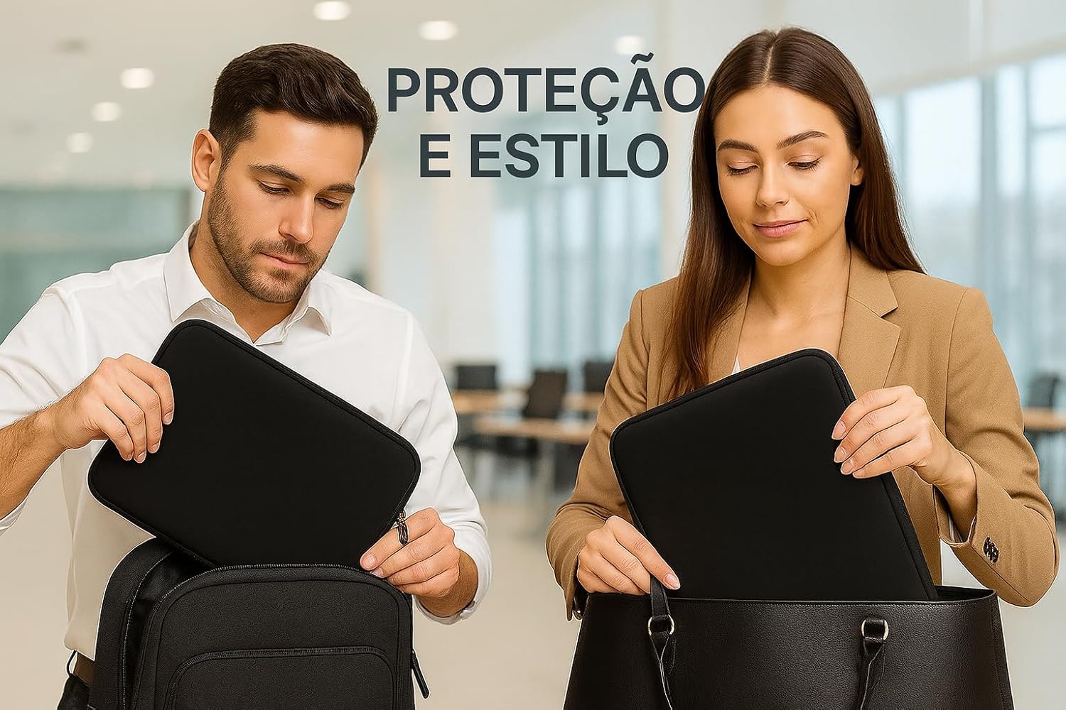 Capa Neoprene P/Notebook Macbook e Tablet até 15,6 Polegadas - Flexível, Macio, Resistente a Respingo, Poeira e Arranhões, Impermeável - Design Slim e Elegante - Proteção Premium com Zíper Reforçado