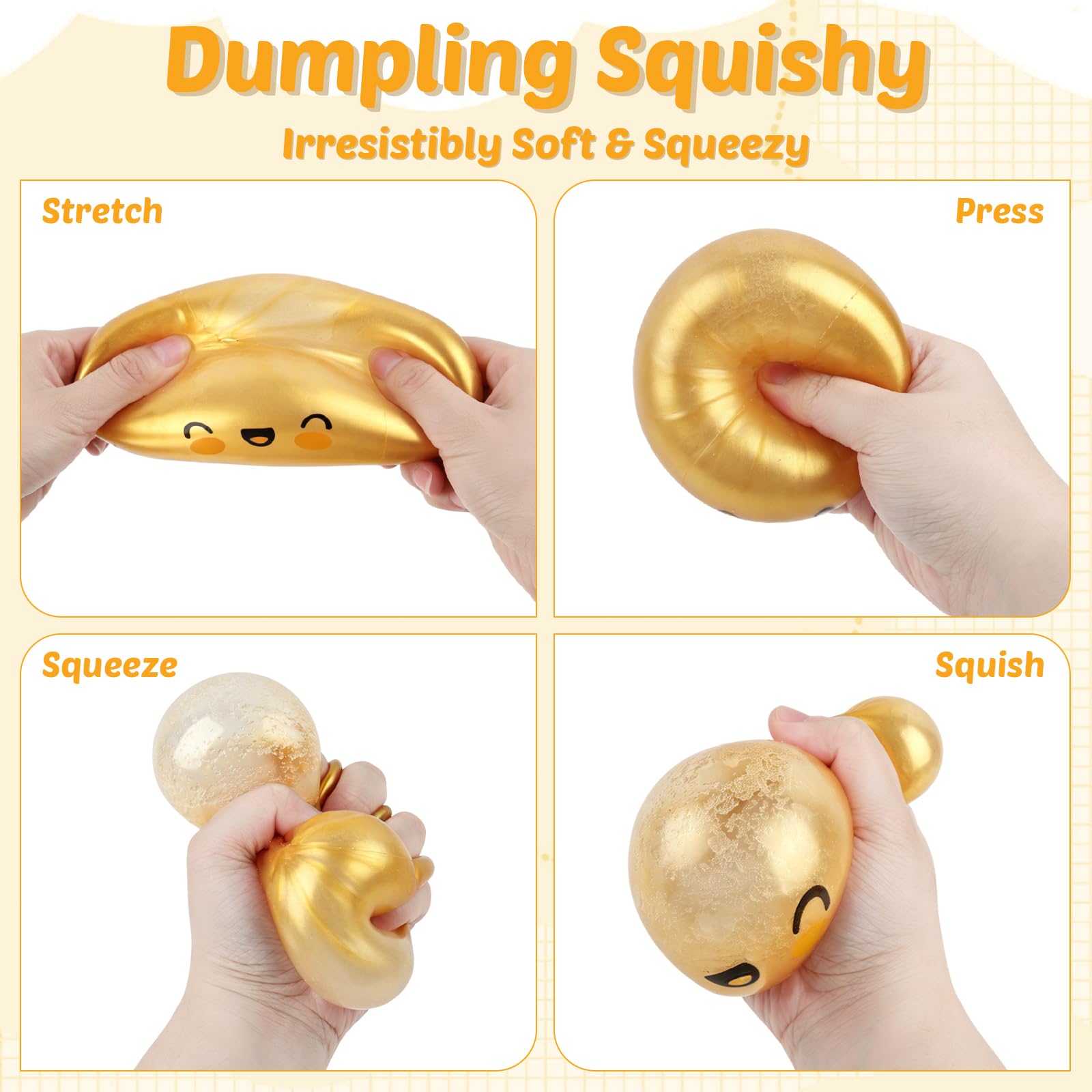 Glitter Dumpling Squishy with Steamer, Squishy Dumplings Sensory Fidget Toy, Squeeze Toys for Relaxation, Gold 2 - Image 3
