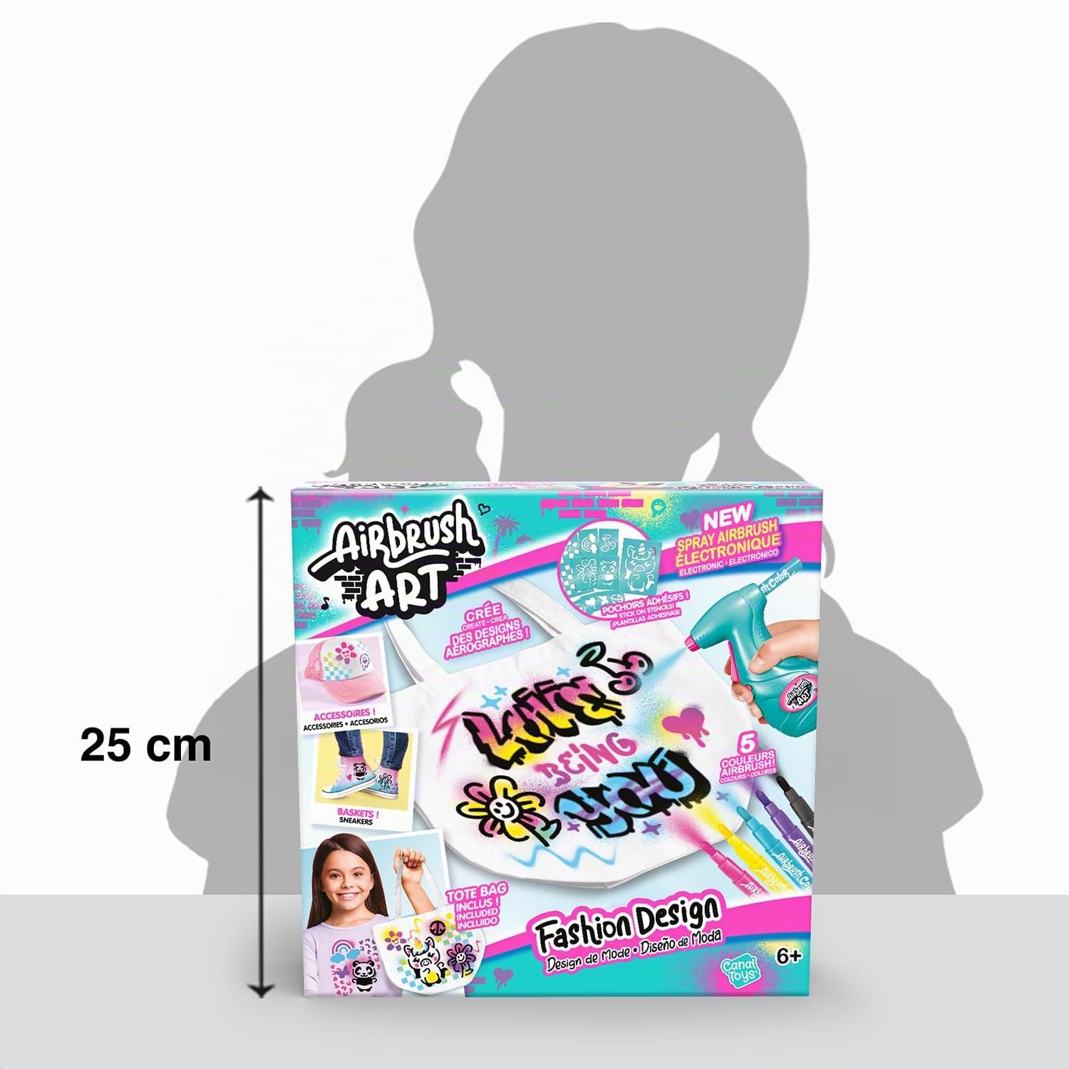 Canal Toys - Airbrush Art - Kit de Fashion Design Kit avec spray électronique, pochoirs et feutres - AIR 016