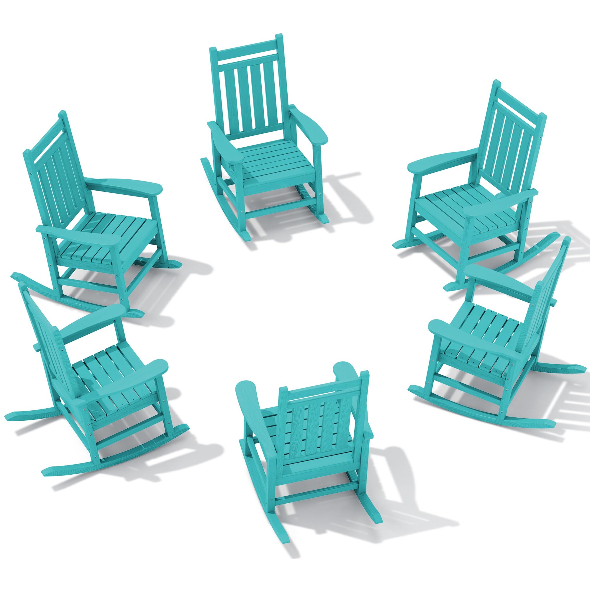SERWALL Outdoor Rocking Chair Set of 6, Oversized Rocker for Adults, Aruba