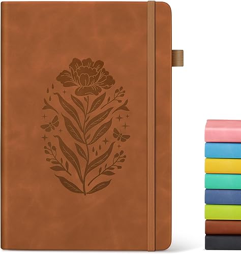 Miniatura 1 de Cuaderno rayado para hombres y mujeres, diario A5 de cuero marrón para escribir, 200 páginas con rayas universitarias, cuaderno diario de viaje para