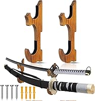Vista 10 de Chunful - 2 piezas de soporte de pared para espada, soporte de katana, soporte de 1 nivel, soporte de katana de madera ajustable para exhibición