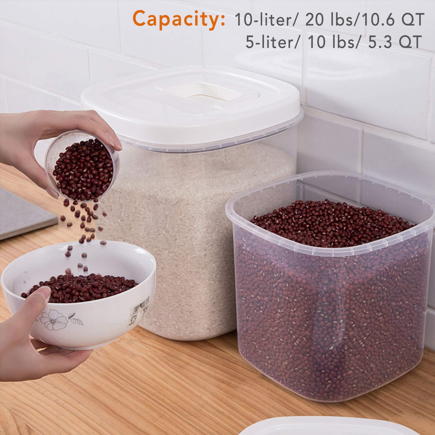 Airtight Food Storage Container 20 Lbs Rice Container Bin with