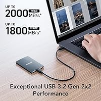 Vista 2 de Lexar SSD portátil SL500 de 1 TB, hasta 2000 MB/s, compatible con laptops tipo C, iPhone 15/16, teléfonos inteligentes, tabletas, PS5, Xbox, USB 3.2
