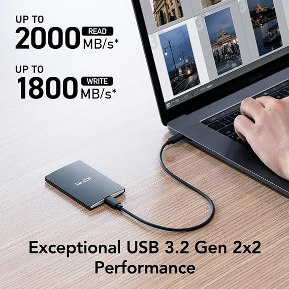 Lexar SL500 Portable Solid State Drive 4TB Up to 2000MB/s Read Compatible with Type C Laptops, iPhone 15, Smartphones, Tablets, PS5, Xbox, USB 3.2 Gen 2x2, Slim and Lightweight, SSD
