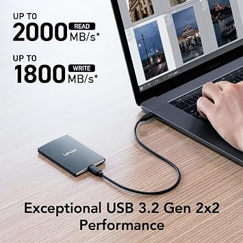 Lexar SL500 Portable Solid State Drive 4TB Up to 2000MB/s Read Compatible with Type C Laptops, iPhone 15, Smartphones, Tablets, PS5, Xbox, USB 3.2 Gen 2x2, Slim and Lightweight, SSD
