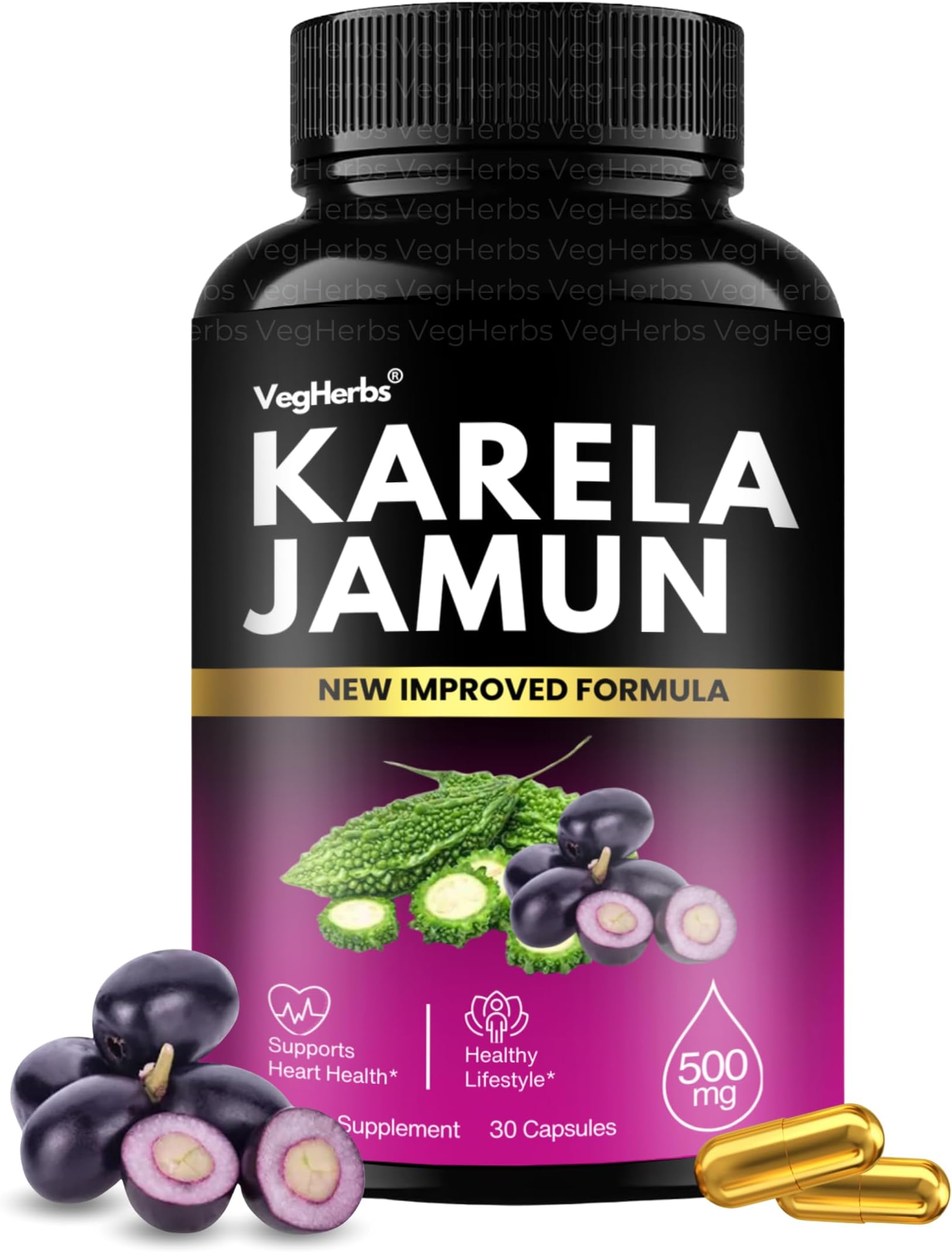 Karela Jamun Powder Diabetic Detox Capsule | Clinically Proven diabetic Care from ancient Kerala ayurveda Herbs for Balancing Sugar | 30 Capsule (Pack of 1)