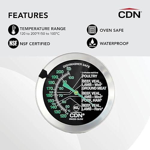 Miniatura 4 de CDN IRM200-Glow Proaccurate CarneAves de corral termómetro a prueba de horno-NSF Certificado, Large Dial-GLOW MeatPoultry, A, Not Applicable
