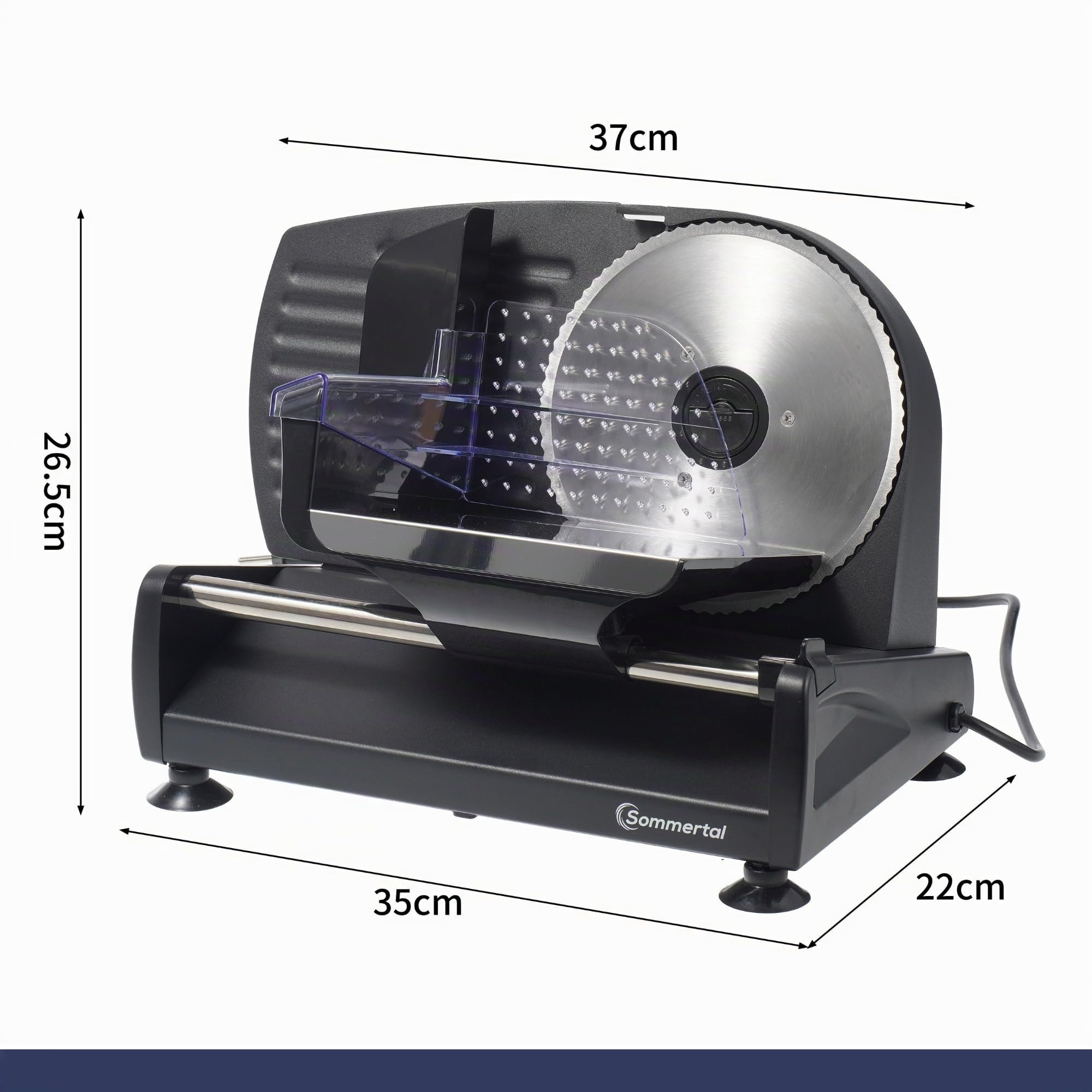Sommertal AS190 DUAL Tranciatrice universale da 200 W in acciaio inossidabile con lama seghettata e affilatura liscia, compatta, elettrica, affettatrice per pane, affettatrice professionale, moderna
