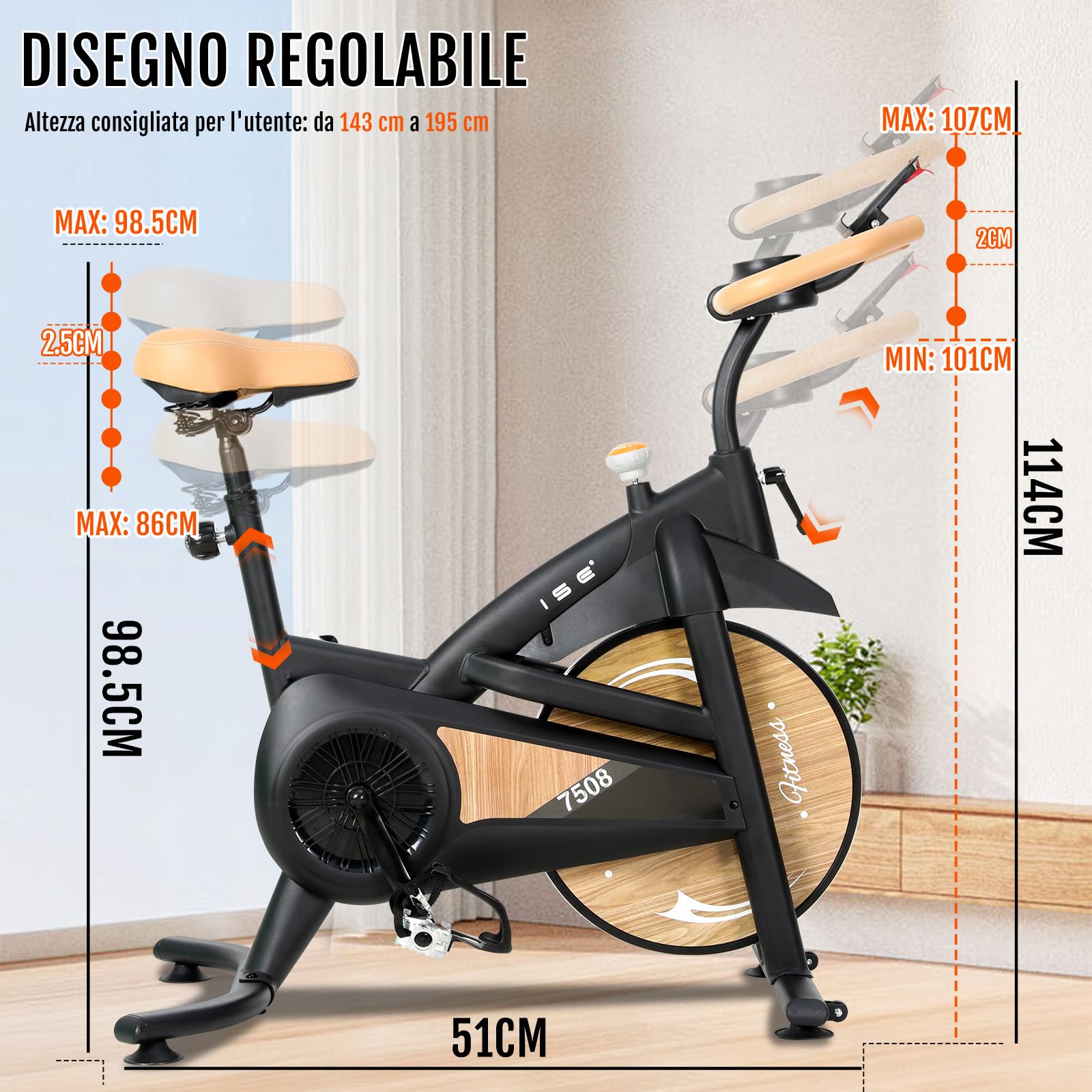 ISE Cyclette da Casa con Resistenza Magnetica, Cyclette per Casa Professionale Exercise Bike con Schermo LCD Supporto per Smartphone/Tablet