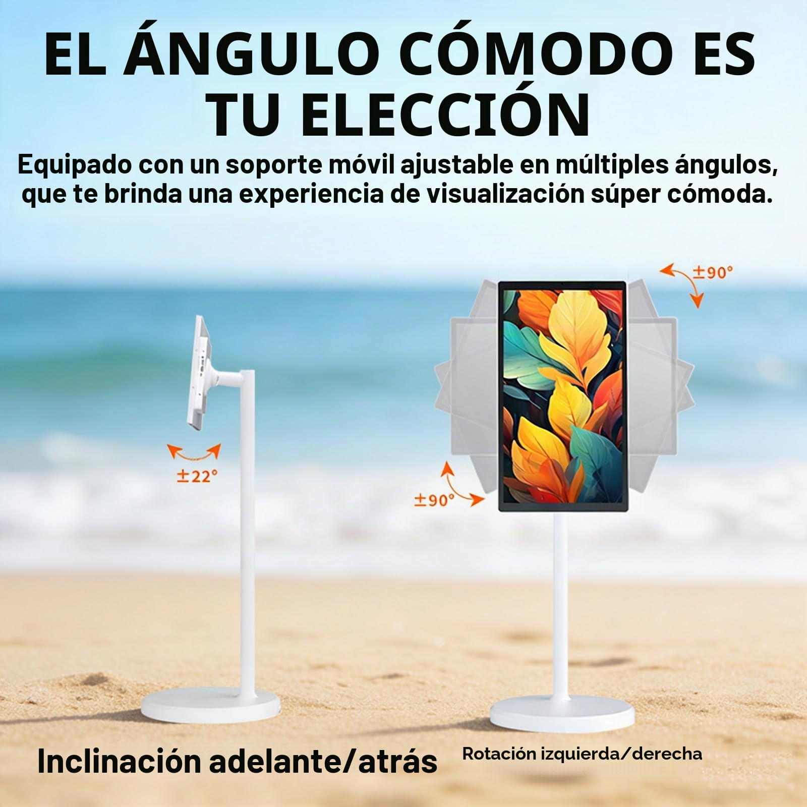 Televisor Inteligente Portátil De 24 Pulgadas con Ruedas, Batería De 5 a 8 Horas, Pantalla Táctil Inalámbrica 1080p, Carrito Móvil para Ver Películas Y Jugar En Interiores Y Exteriores 8+128G