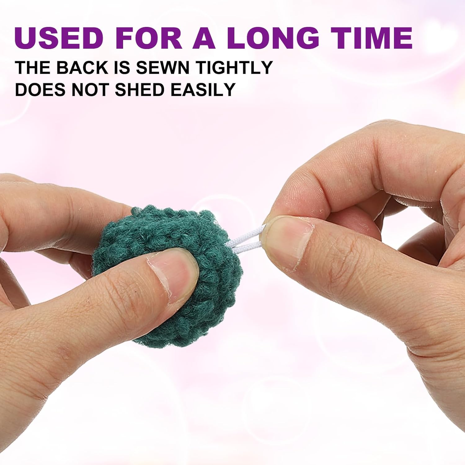 PATIKIL 6 Pcs Crafts Pom Poms Balls, 4-5cm (1.5-1.9Inch) Yarn Pom Poms Big Puff Ball with Elastic Loop for Keychain Knitting Hats DIY Arts Crafts Projects Home Decorations, Dark Green - Image 3