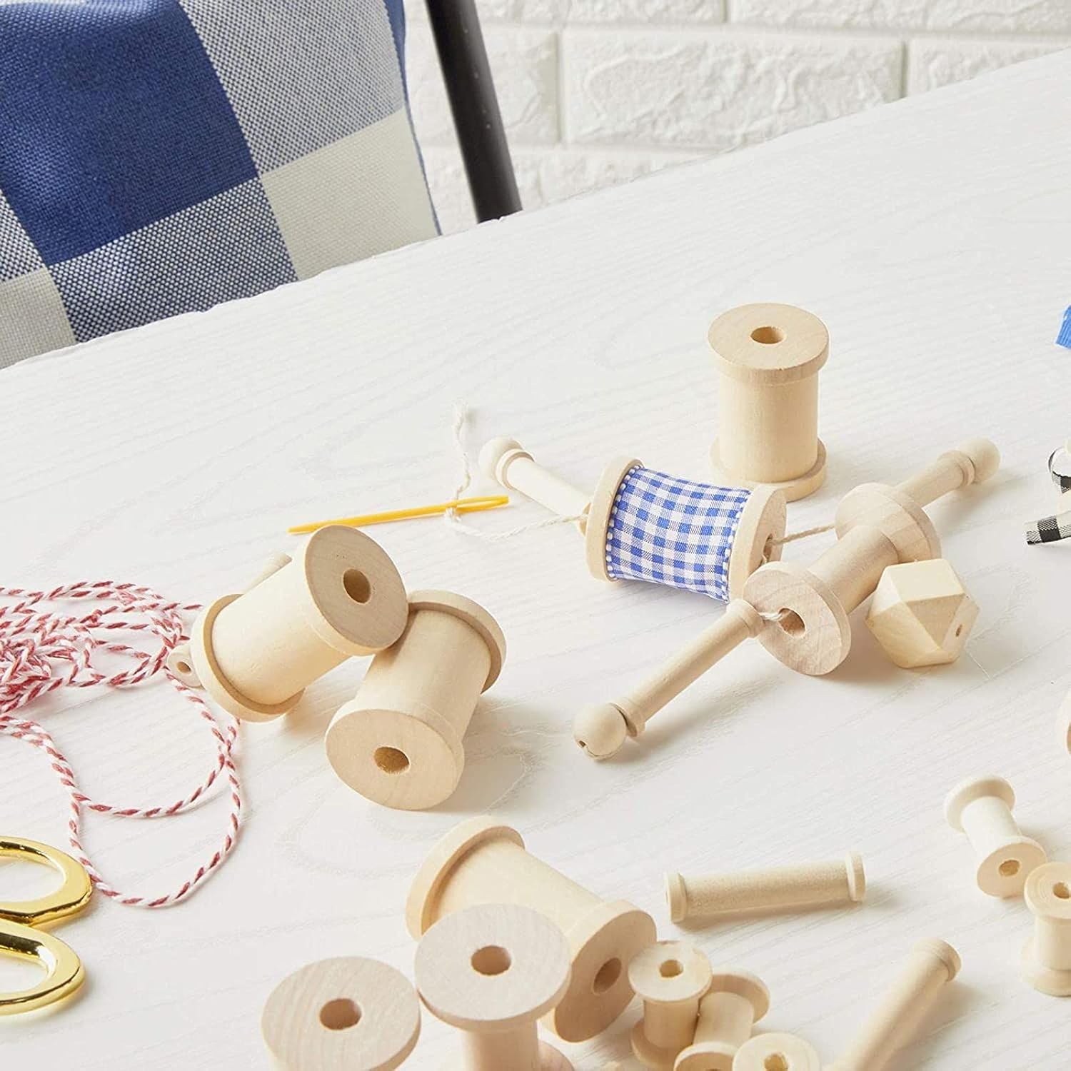 Small Unfinished Wooden Spools for Crafts (2 x 1.5 in, 24 Pack)