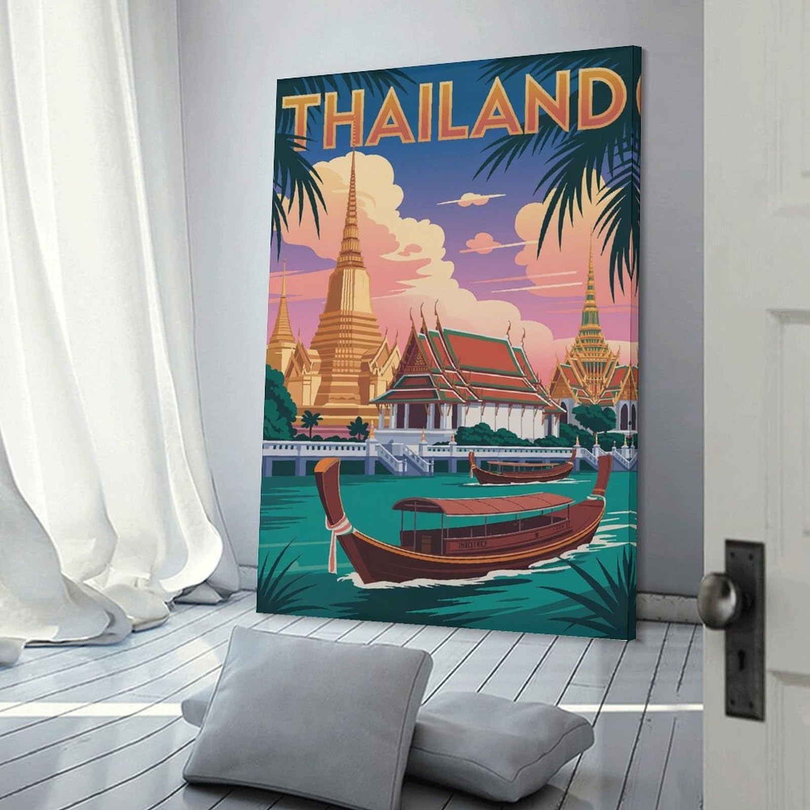 Junmoney Canvas Art Print Thailand Travel, 20x30inch(50x75cm), for Gallery Wall Layouts in Home Or Office, A Versatile Canvas Print for Layering