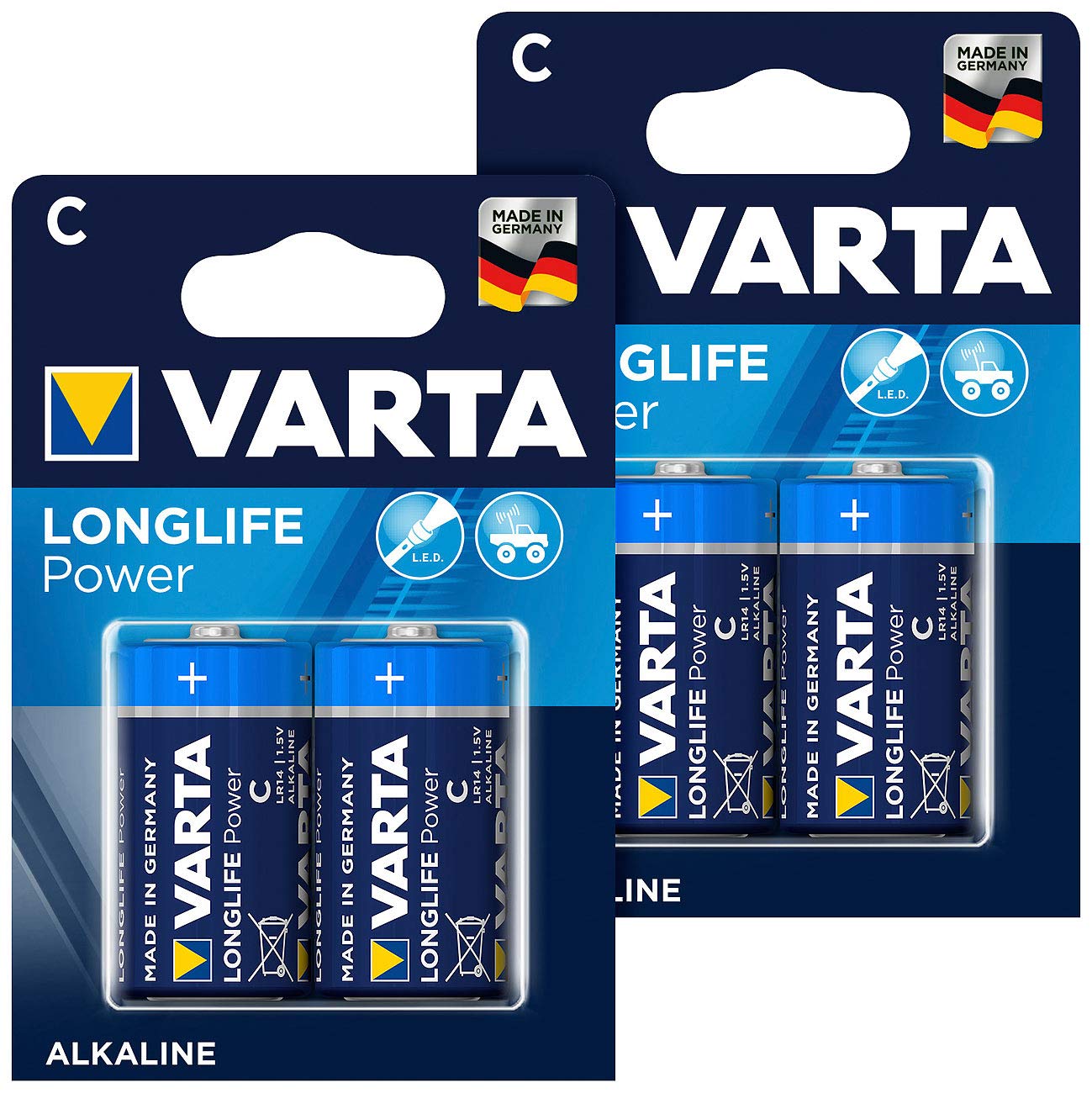 Varta Longlife Power Lot de 4 piles alcalines type Baby/C/LR14 1,5 V