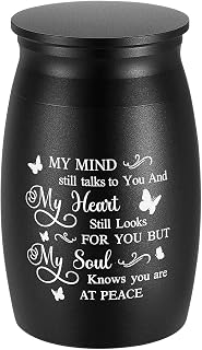SOITIS 2.76 Inches Small Aluminum Black Letter Print Mini Urns for Human Ashes