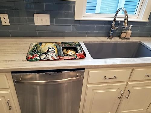 Miniatura 3 de Caroline's Treasures DAC2753DDM - Tapete de secado de platos de Navidad con diseño de husky siberiano, absorbente, tapete de secado de platos para