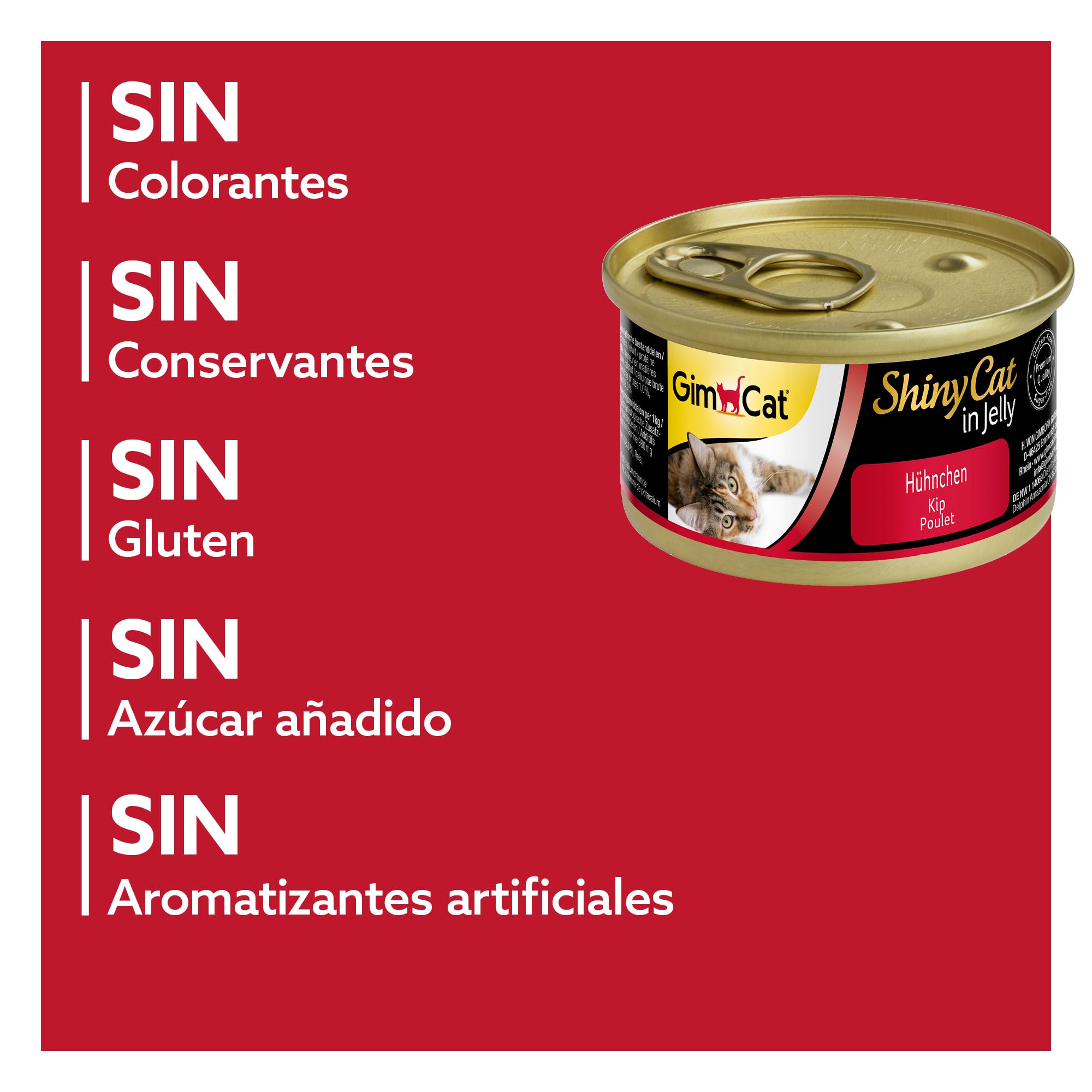 GimCat ShinyCat in Jelly, pollo - Alimento húmedo para gatos, con carne y taurina - 48 latas (48 x 70 g)