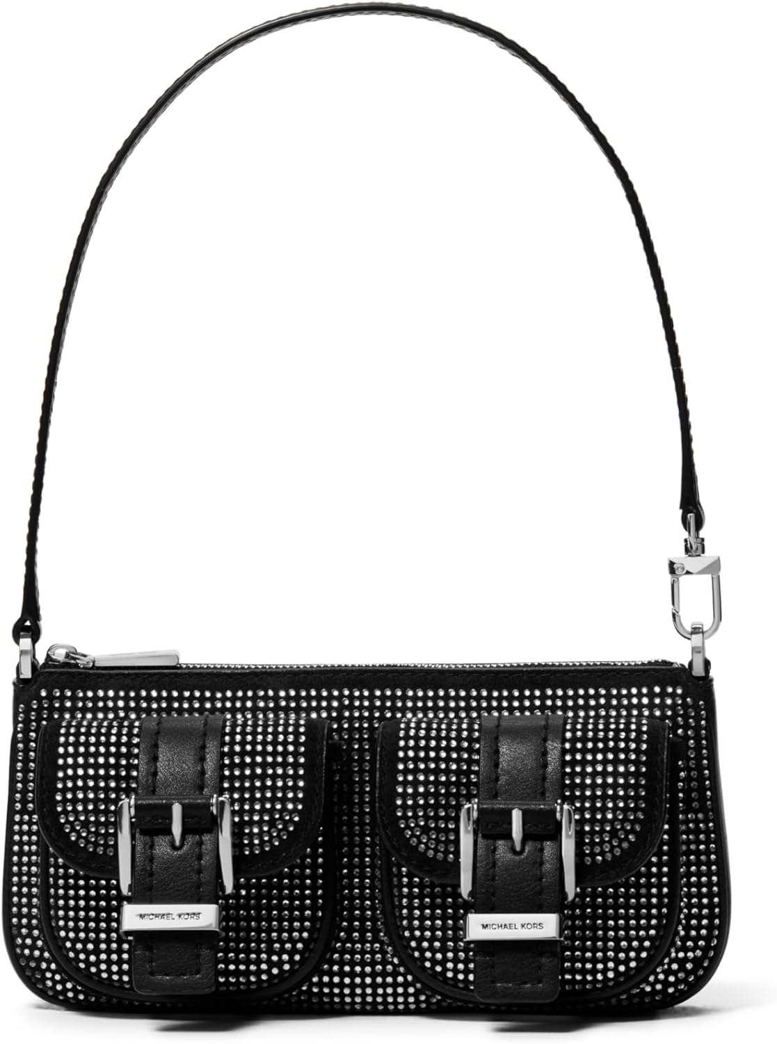 Silver-tone Hardware/Rhinestone Hot Fix/Black