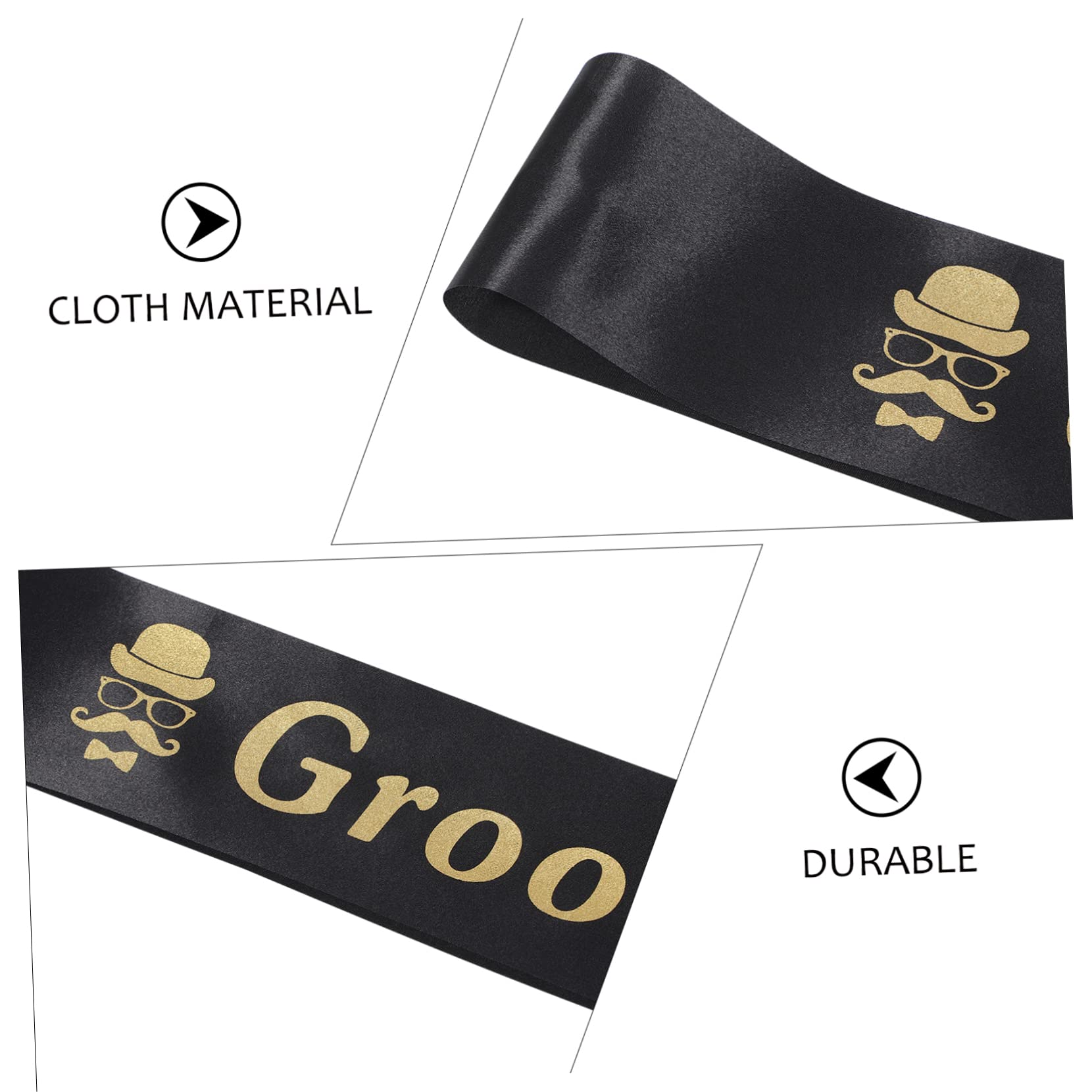 Beavorty Spalla spalla e seni svelare addio nubilato distintivi suite ricamare nuziale decorazione dello sposo fusciacche da uomo fascia decorativa di fidanzamento Stoffa Nero