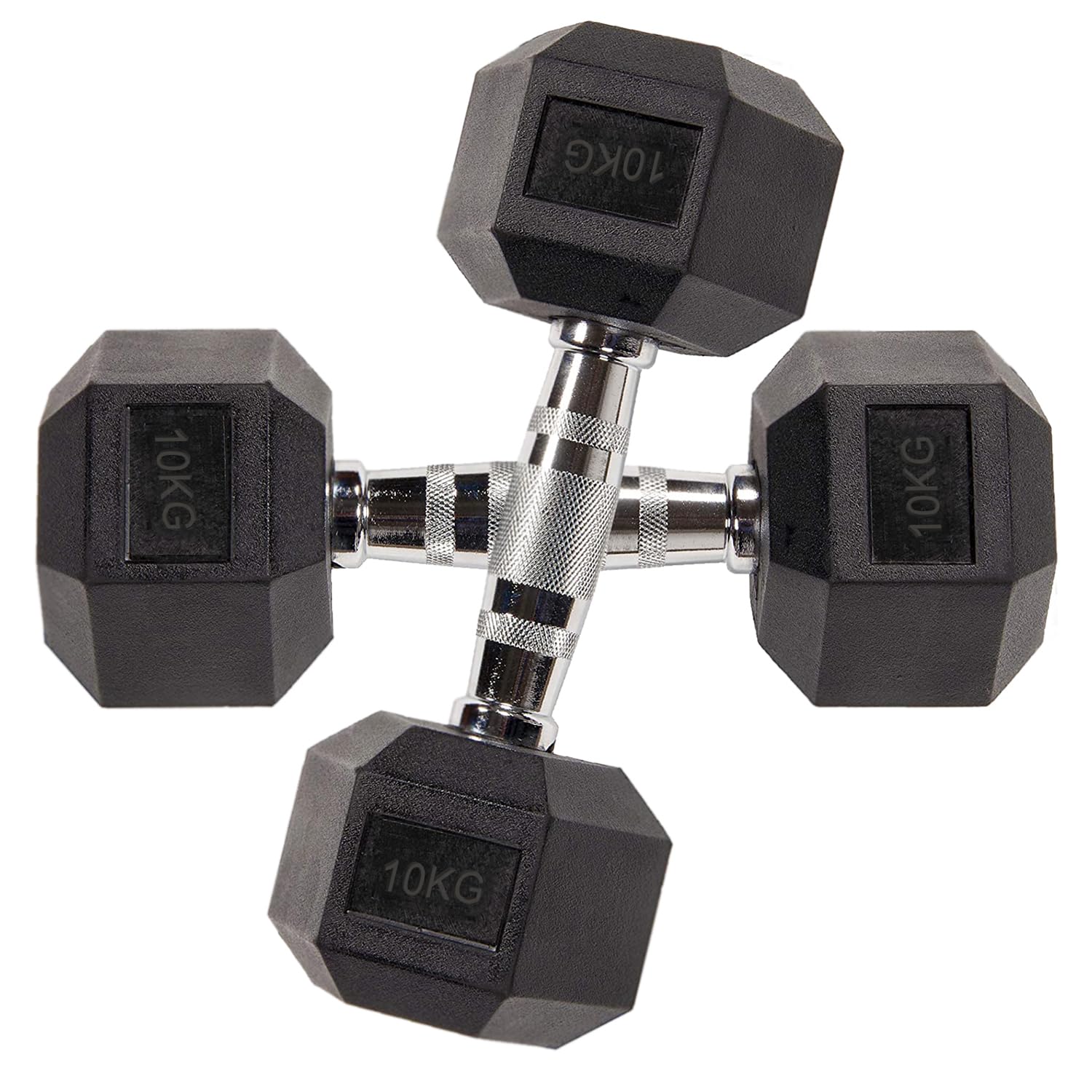 Hex Dumbbells Pair 2.5kg to 60kg Anti-Roll Design Rubber Coated Free Weights Dumbbell Set for Home Gym Strength Training Muscle Toning & Weightlifting