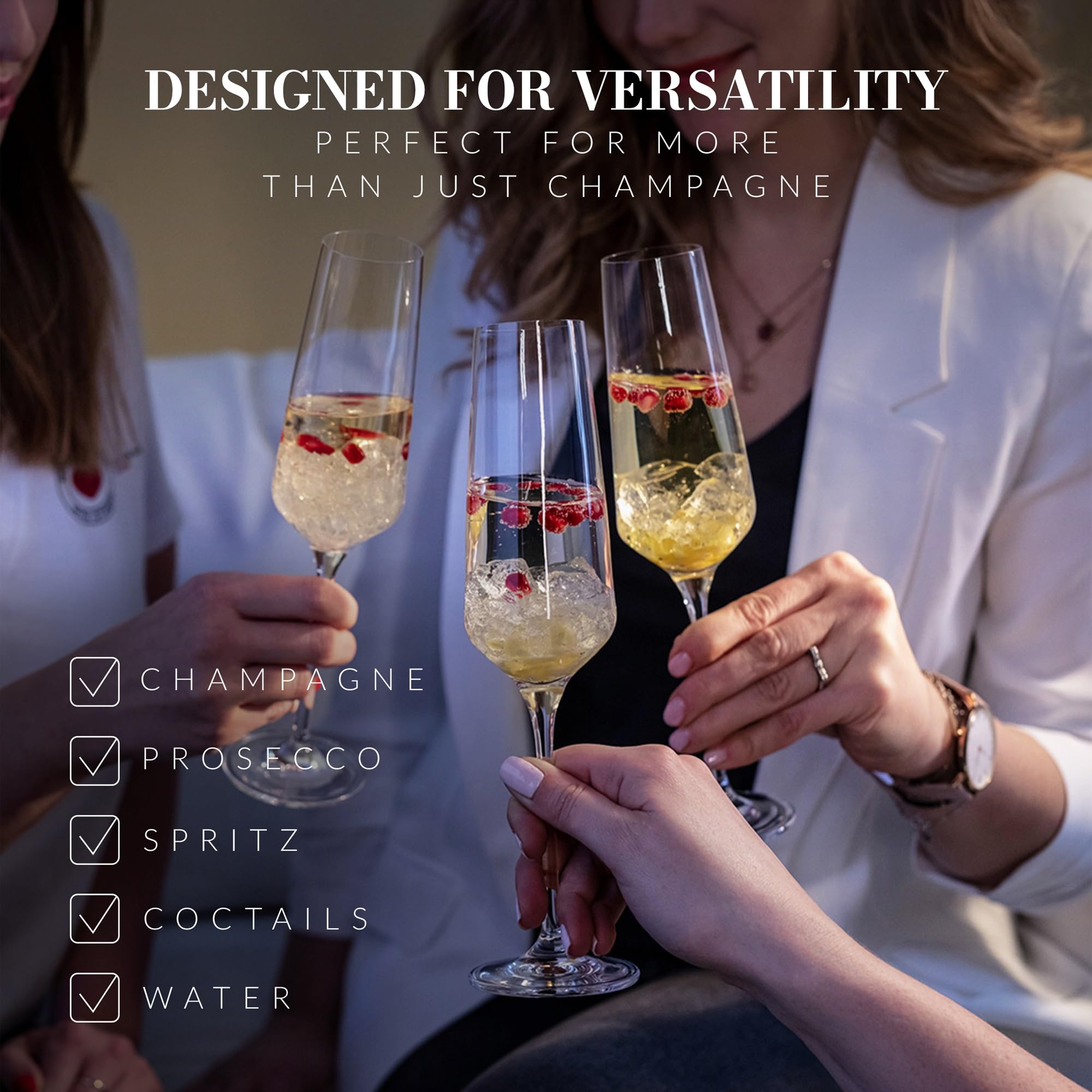 KROSNO Champagnerflöte aus Kristall, 6 Stück, 173 ml, Avantgarde-Kollektion, perfekt für Zuhause, Restaurants und Partys, spülmaschinenfest