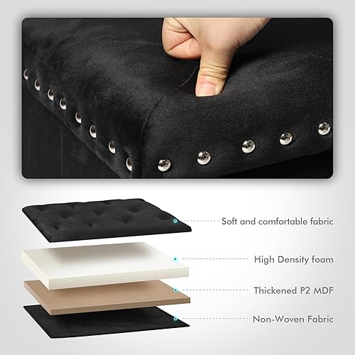 Miniatura 34 de B FSOBEIIALEO Banco otomano de almacenamiento, otomanos plegables con almacenamiento, cajas de almacenamiento extra grandes de 140 litros, banco