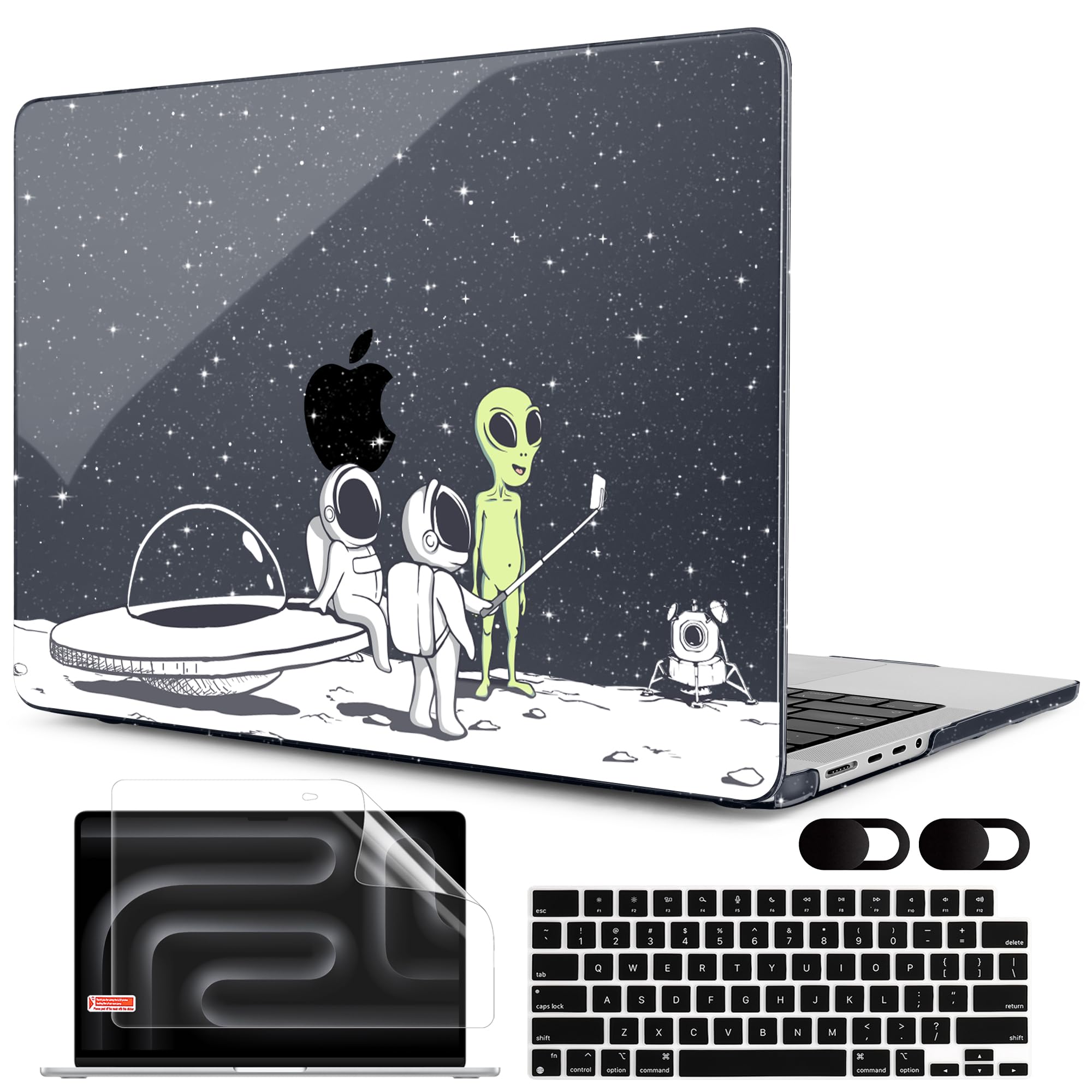 MEEgoodo Case for MacBook Pro 16 inch 2026 2024 2023 2021, Laptop Hard Shell Compatible with M5 M4 M3 M2 M1 Pro/Max Chip, Fit Model A3429/A3428/A3403/A3186/A2991/A2780/A2485, Astronauts &amp; Alien