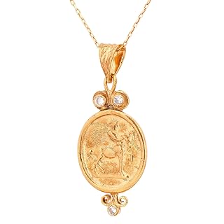 Coin Pendant, Ancient Roman Coin Necklace, Centaur Intaglio Pendant. Signet Silver Necklace. 24K Gold Plated Ancient Greek Silver Pendant
