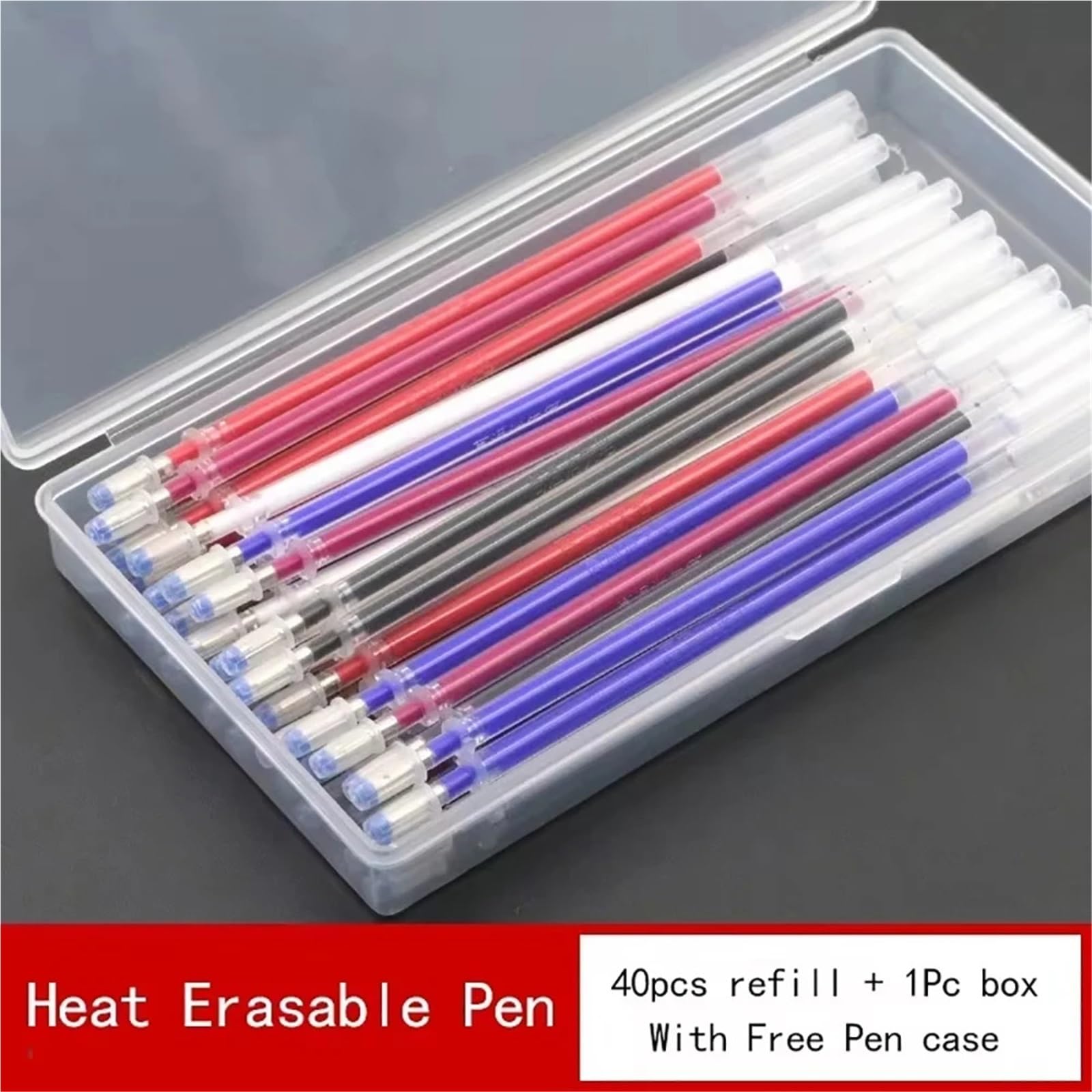 Schneiderkreide 40 Stück wärmelöschbare Stifte, die bei hohen Temperaturen Verschwinden, Markerminen mit Aufbewahrungsbox for Stoffhandwerk, Schneiderzubehör für Stoff(40pcs White with Box)