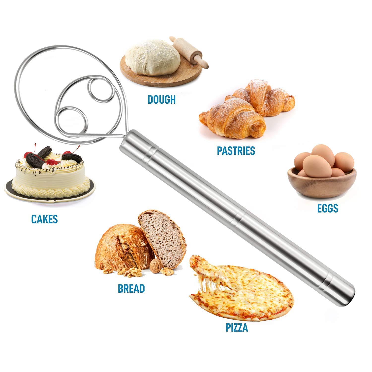Frusta Danese Per Impasto 30 Cm - Acciaio Inox Per Pane E Pizza - 2