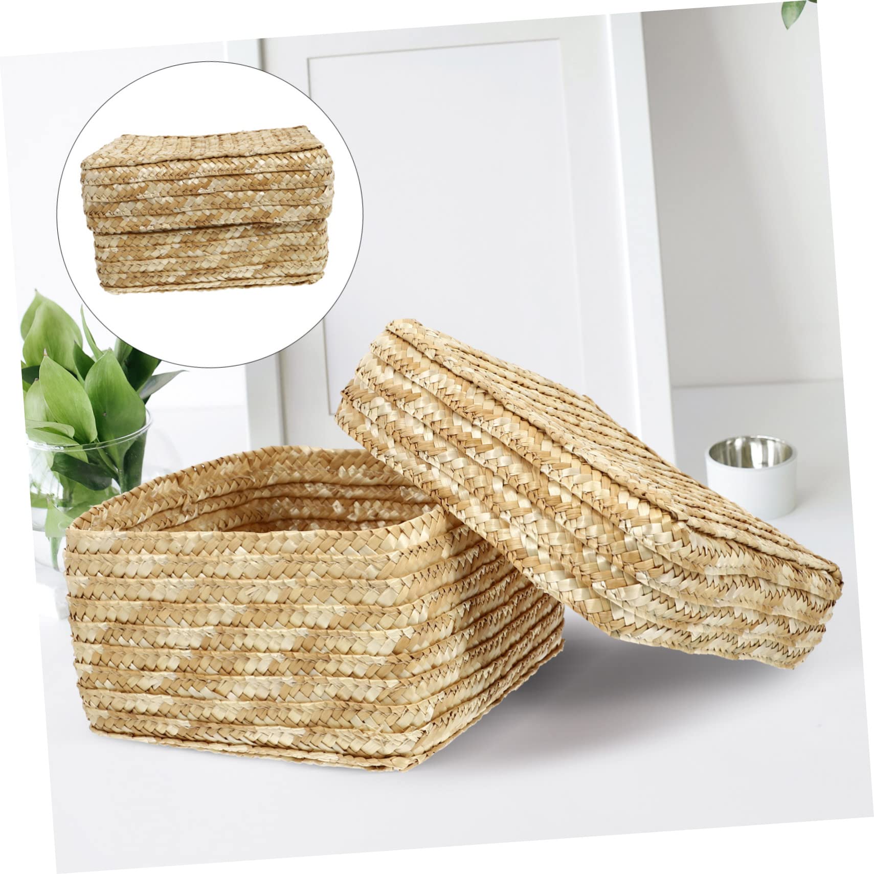 Cabilock 2piezas Cesta De Tejida Para Almacenamiento Decorativo Organizador De Recipiente Multiusos Para Ropa Cosméticos y Artículos Del