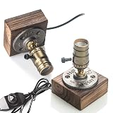 Nachttischlampe, Schreibtischlampen, Industrial/Vintage, aus Holz, mit Schalter, dimmbar, E27-Basis (Glühbirne nicht inklusive), für Schlafzimmer/Wohnzimmer/Bar/Hotel [Energieeffizienzklasse A+++], Metall, 8, E27 220.00 voltsV